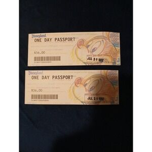 Disneyland One Day Passport Dated July 30, 1997 Set Of 2 Tickets USED Souvenir